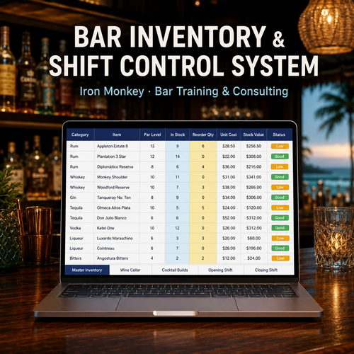 Bar Inventory & Shift Control System — Complete Excel Workbook